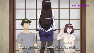 ''Moans Echo in the Steamy Outdoor Bath'' Unexpected Threesome(Hentai Sex) Eng Sub